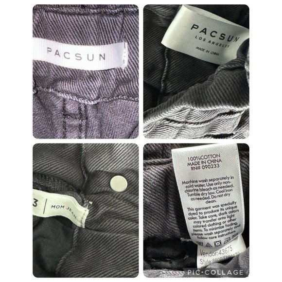 PACSUN Mom Jeans Women's Size 23 Caviar Black Flex Waist 100% Cotton 0051 NWT - Picture 4 of 14